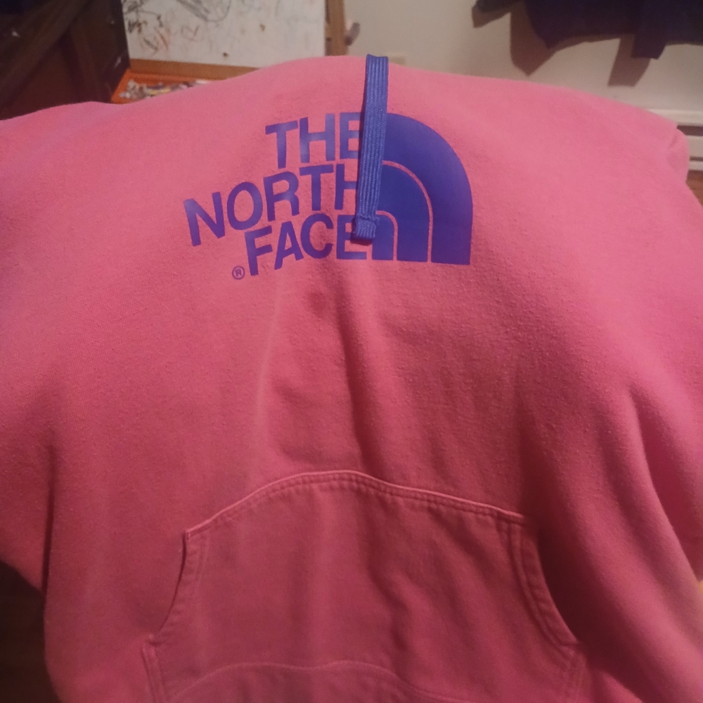 The North Face Vibrant Pink Hoodie with Purple Logo - Picture 2 of 2